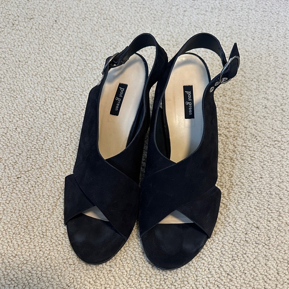Paul Green Women's Black Cross-Strap Sandals
